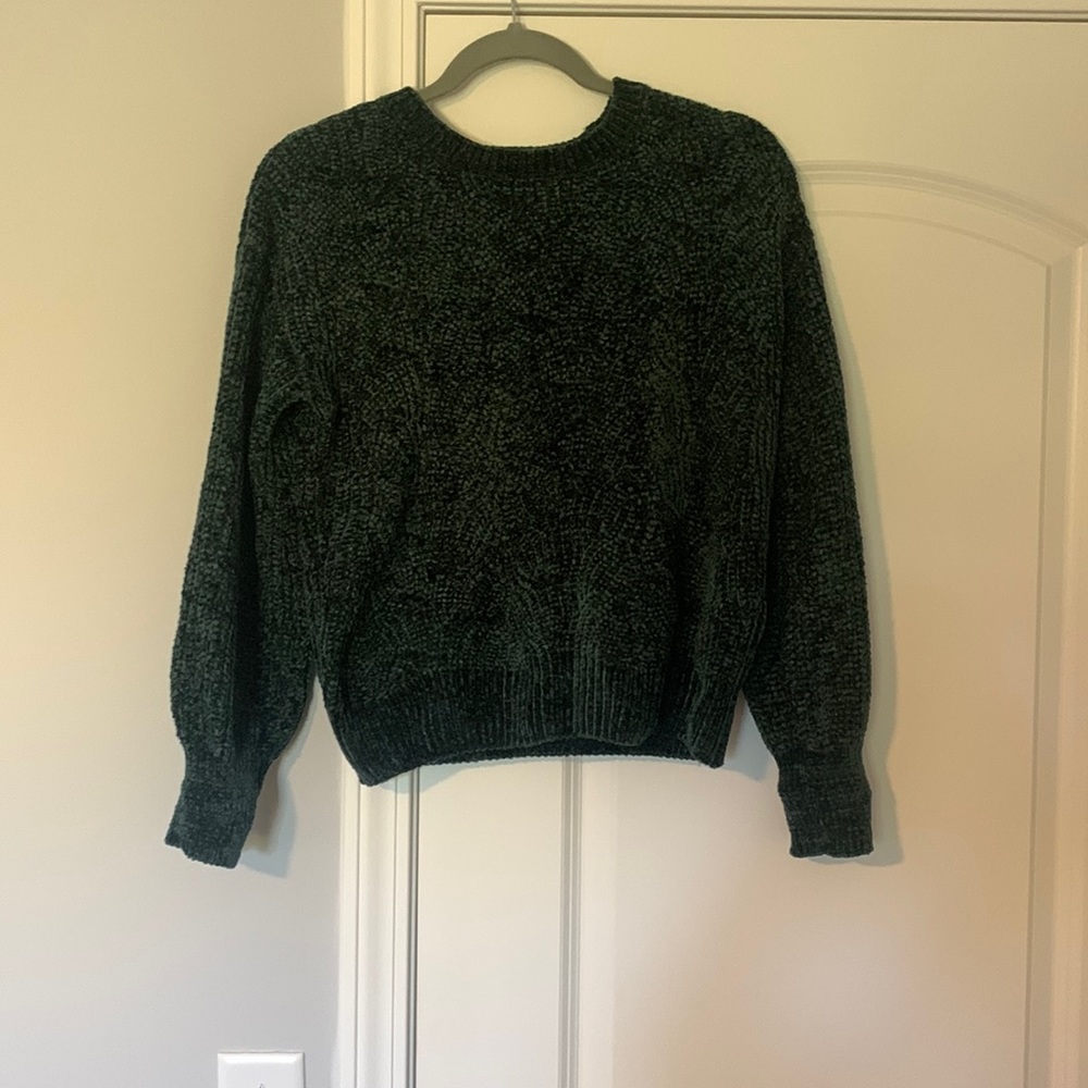 Pink Rose Dark Green Cozy Sweater - M